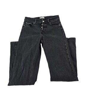HM Women Black Straight Leg High Waist Button Fly Jeans Size 8 1112934 6
